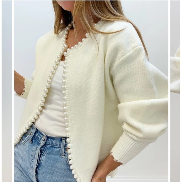 Commense Sweaters - Commense Pearl Cardigan Ivory Size S Sea Side Grandmacore Career Casual Party